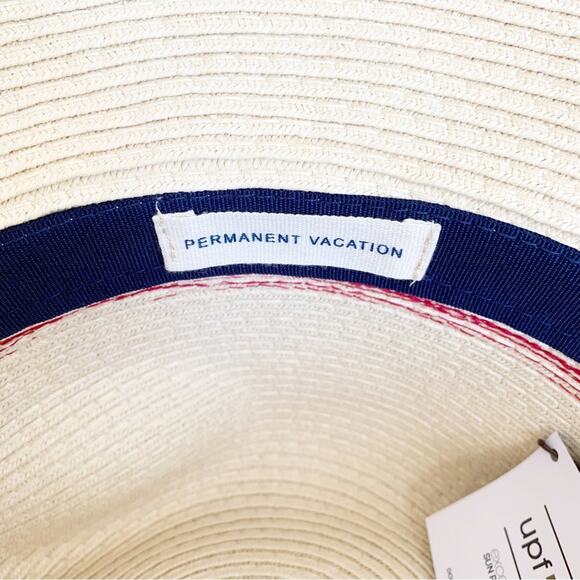 John Callanan Paper Panama Permanent Vacation Red Stripe Fedora One Size NWT
